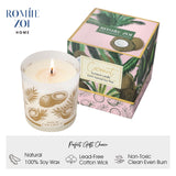 Vela ROMIIE ZOI de coco encendida, iluminación suave y relajante