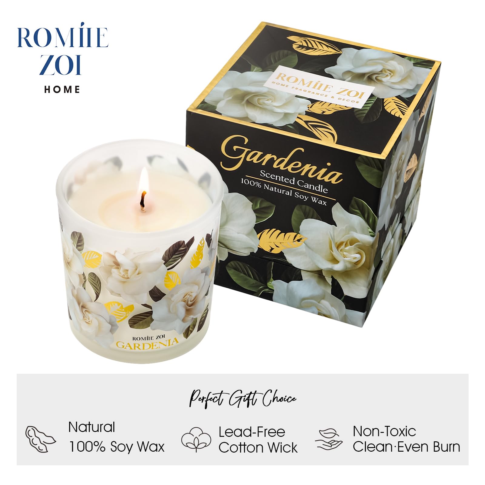 Llama de la vela ROMIIE ZOI Gardenia crea un ambiente relajante.