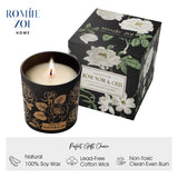 Vaso de cristal ROMIIE ZOI Rose Noir y Oud, cera de soja natural