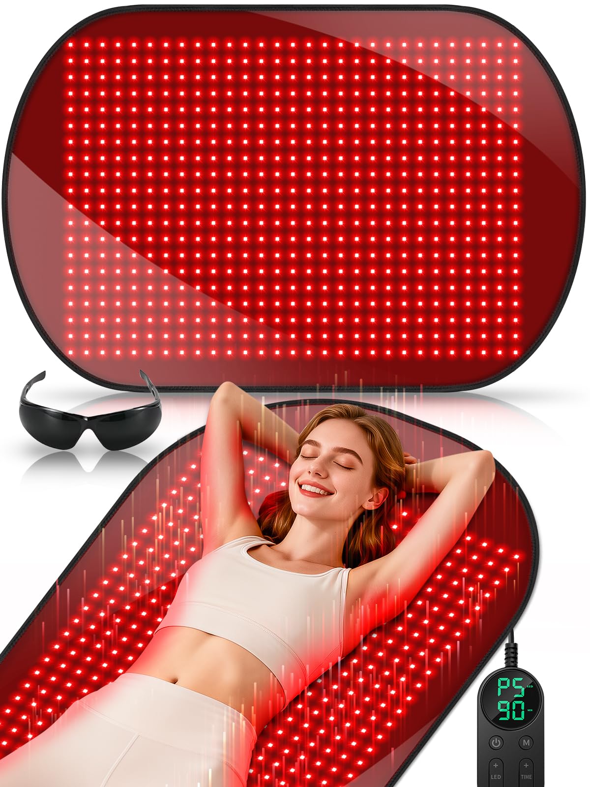 ROMISA alfombra de luz roja con 580 LEDs para relajación muscular.