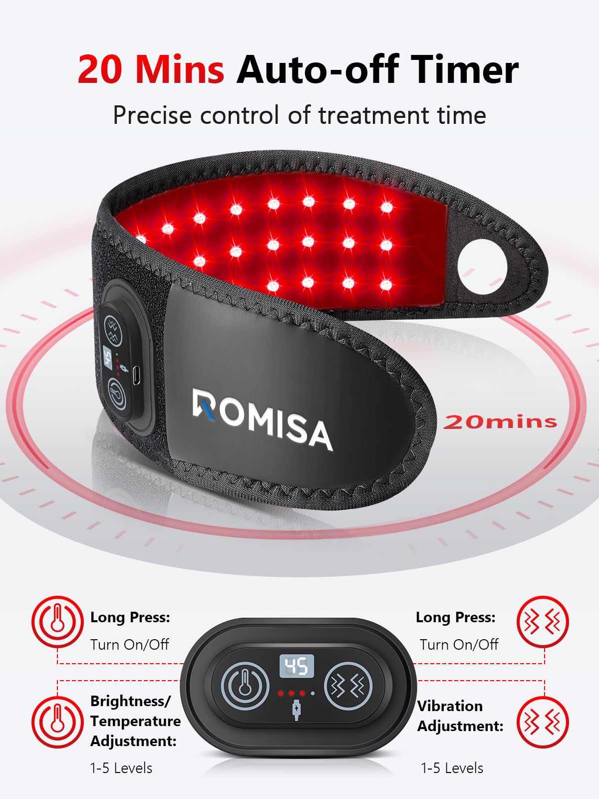 ROMISA cierre Velcro ajustable para un ajuste personalizado.