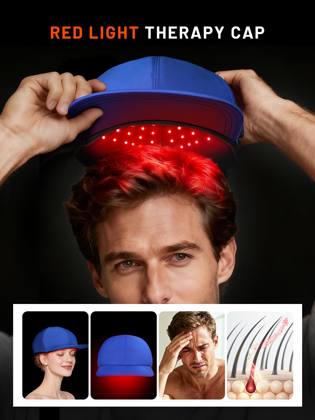 Gorra ROMISA muestra panel plano con diodos emisores de luz para cobertura amplia