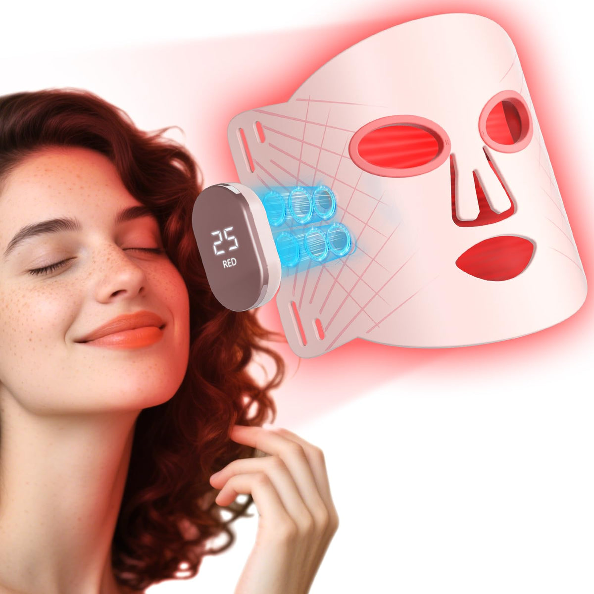 ROMISA mascarilla de luz roja, 4 modos, mejora elasticidad y luminosidad.