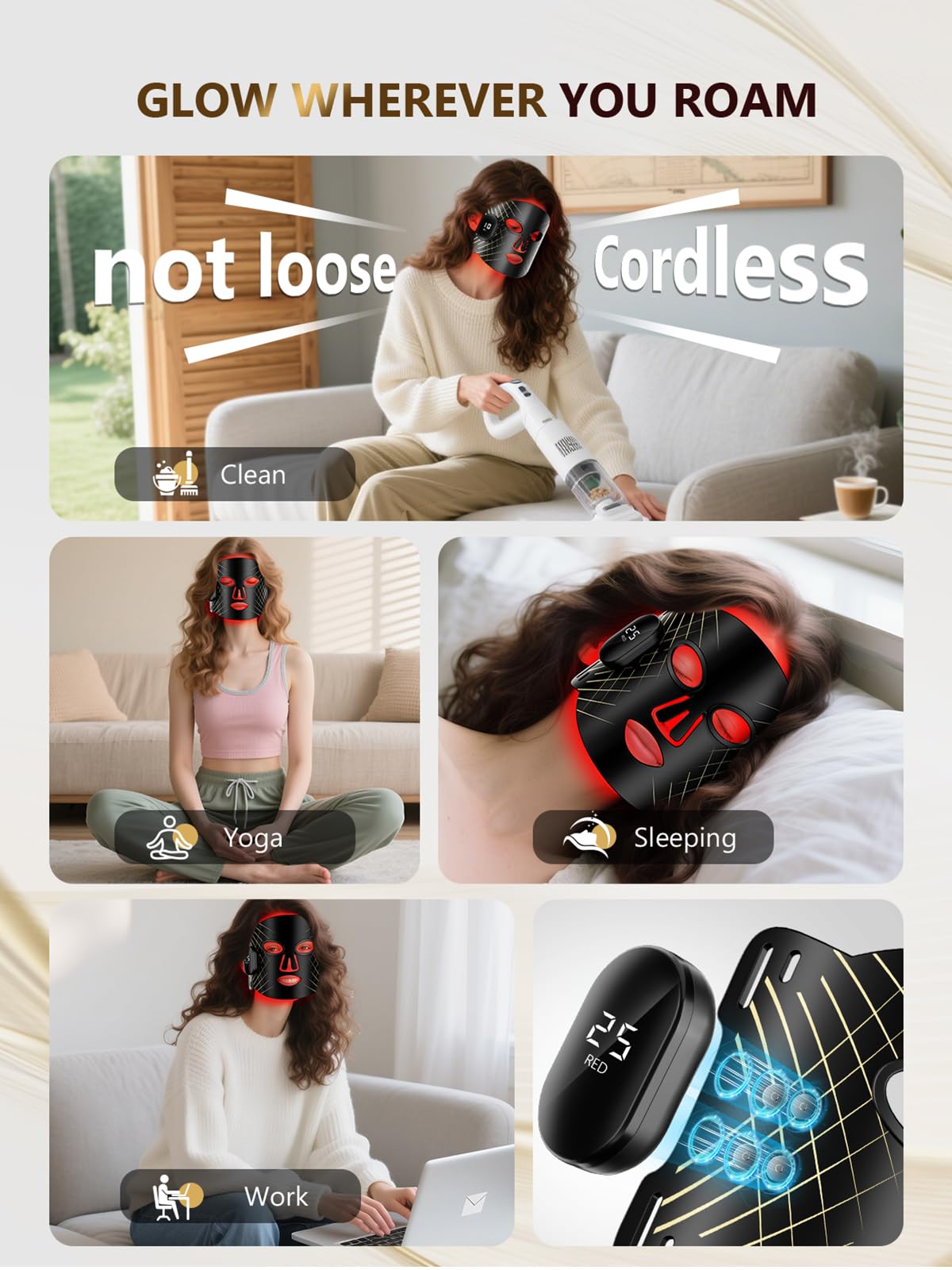 ROMISA mascarilla con batería de 2000mAh para uso prolongado