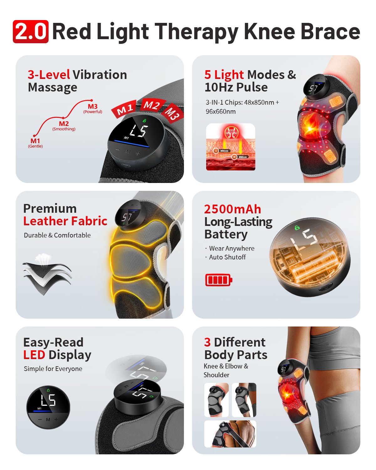 ROMISA Pro rodilla con luz roja 850nm para relajación muscular profunda.
