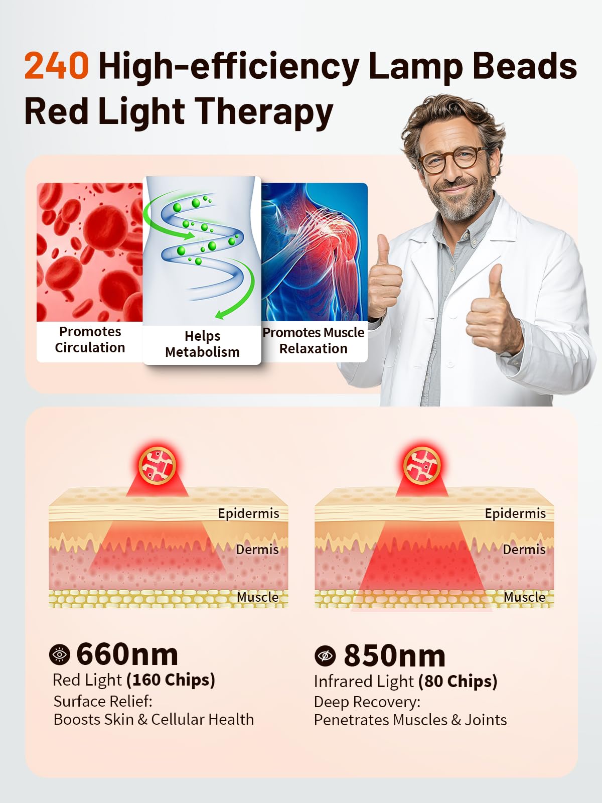 Romisa terapia de luz extensible hasta 35 pulgadas para mayor cobertura.