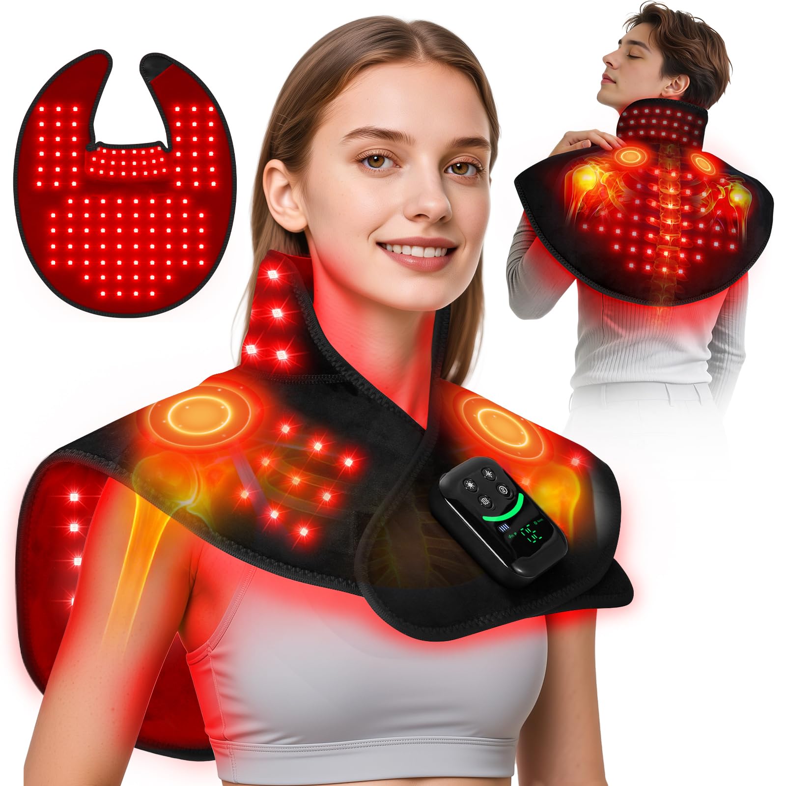 ROMISA terapia de luz roja para cuello y hombros, uso portátil en casa.