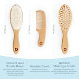 Peine ROMY RO de madera natural para peinar cabello del bebé
