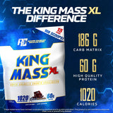 King Mass XL, etiqueta visible, resalta ingredientes de alta calidad para resultados consistentes