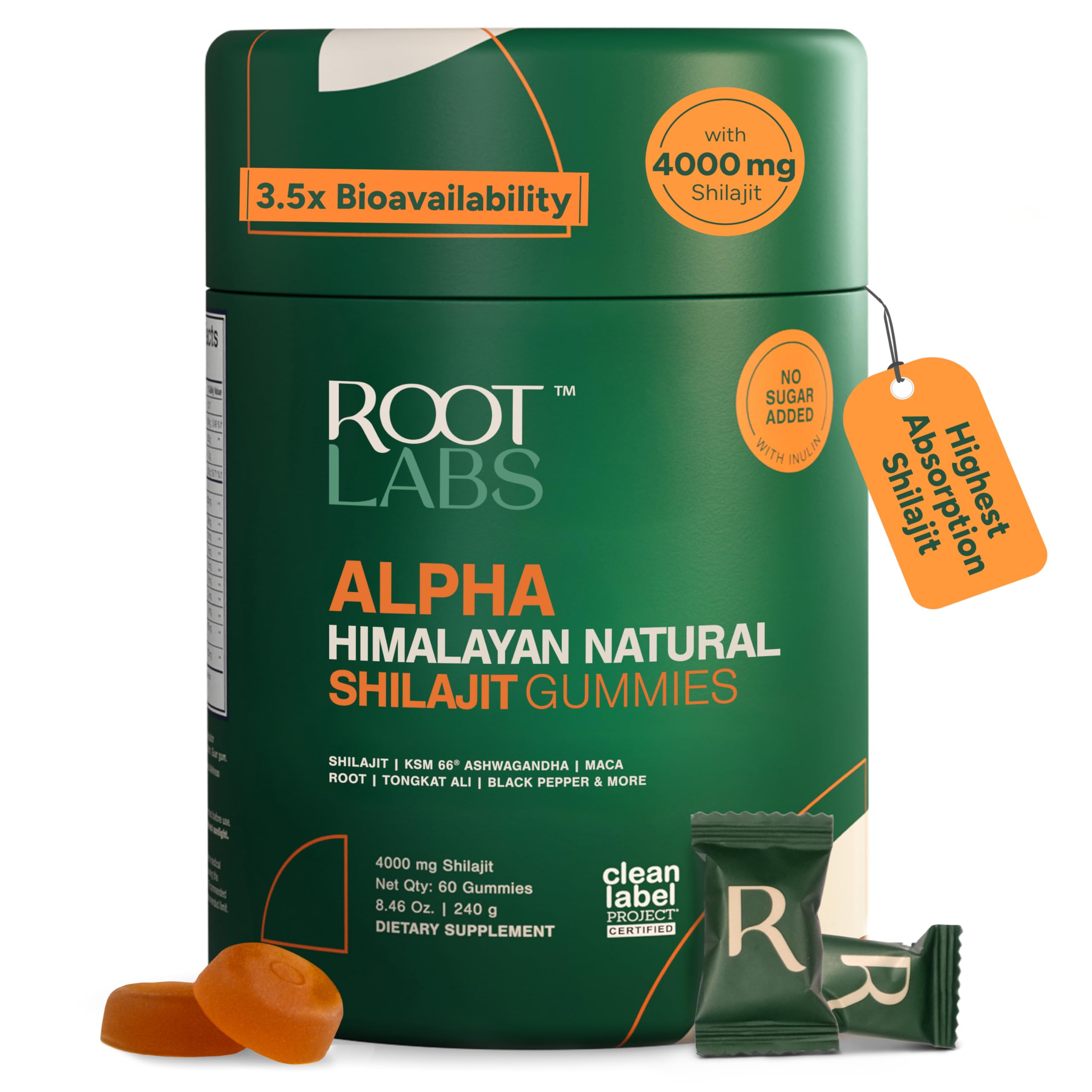 ROOT LABS gomitas Shilajit 10 en 1, empaque visible para bienestar diario.
