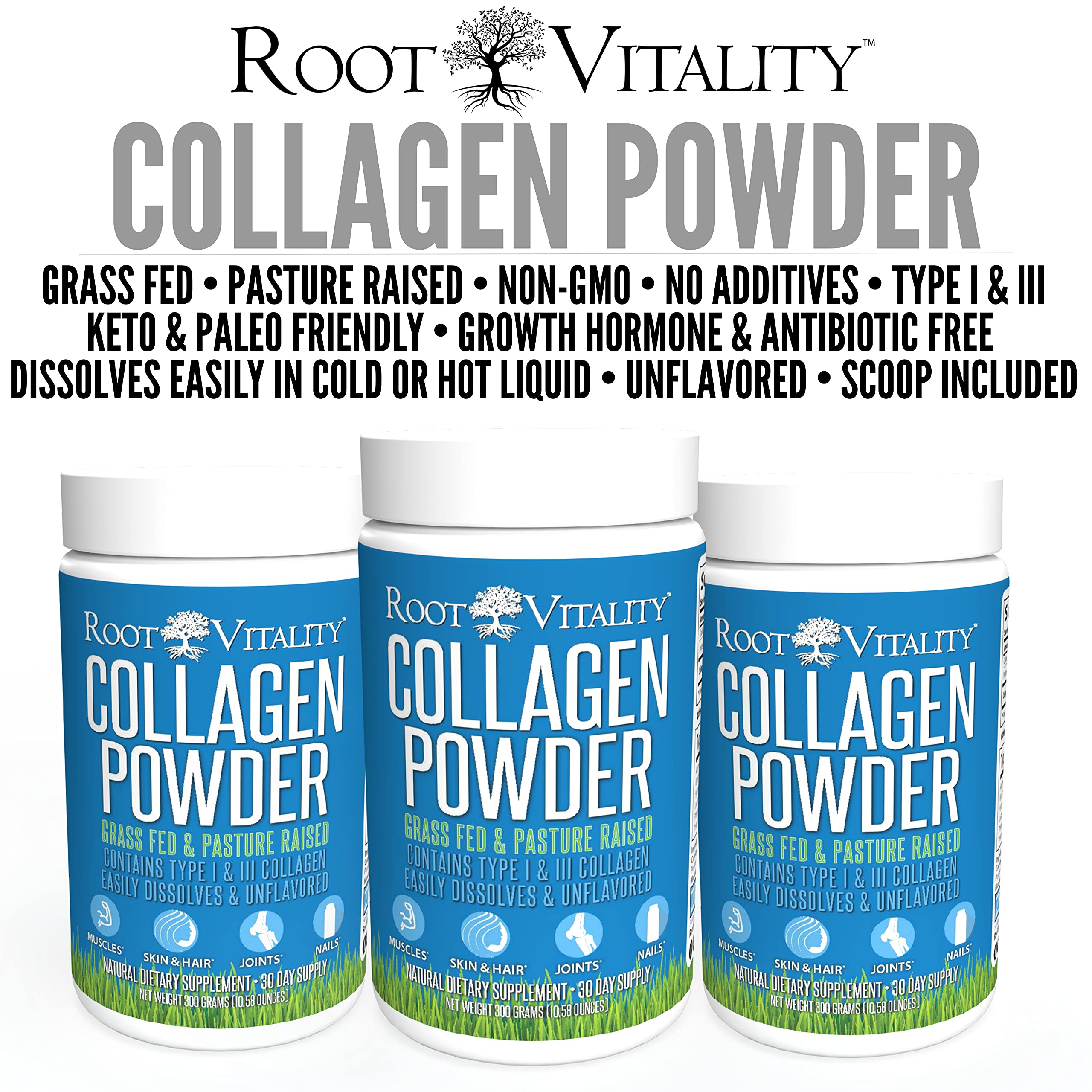 Root Vitality Polvo Colageno Sin Sabor añade a cualquier bebida sin alterar el gusto
