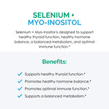 Rootcology Selenio + Mio-inositol: empaque que resalta ingredientes no-GMO y pureza