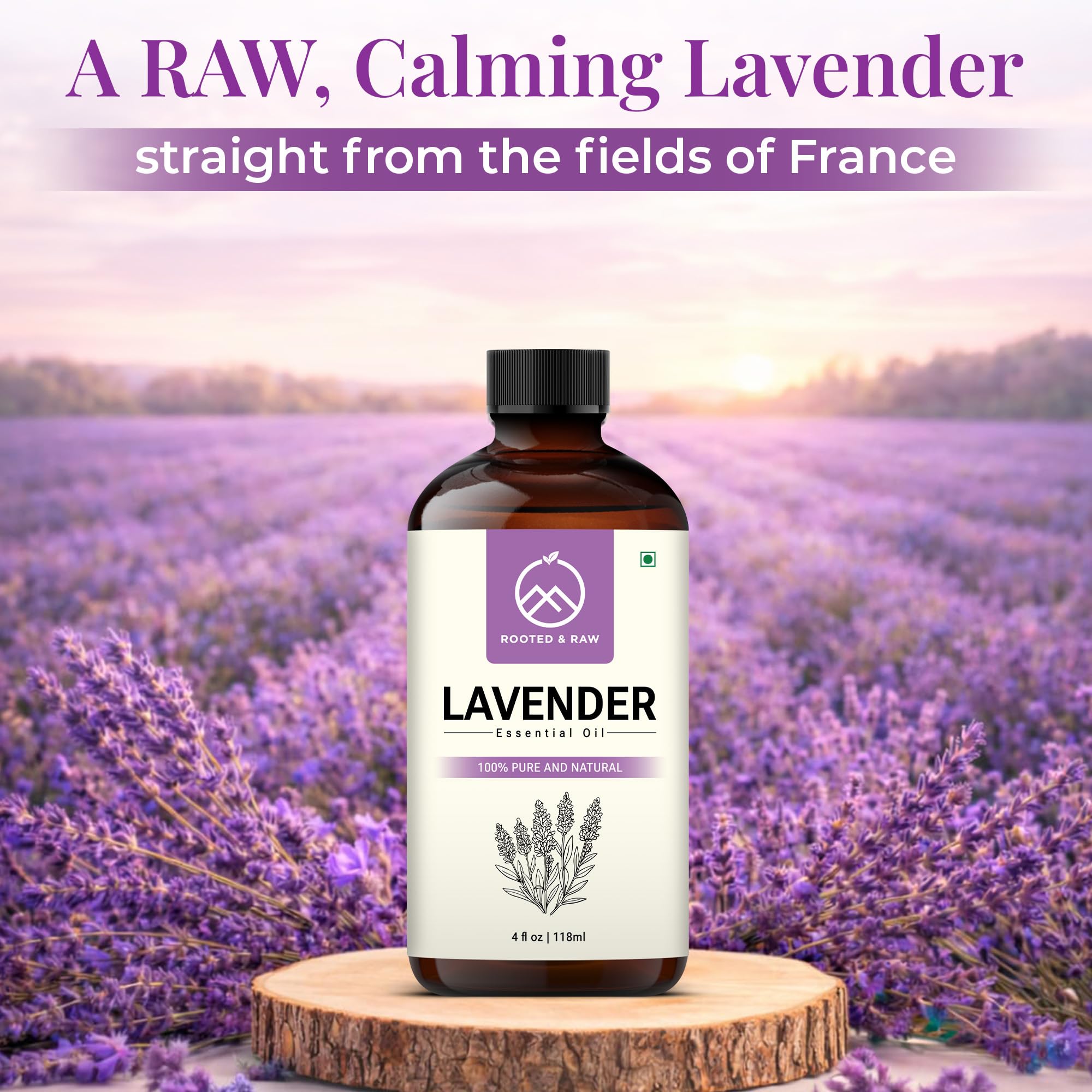 ROOTED & RAW Lavanda para cabello suave y brillo natural.