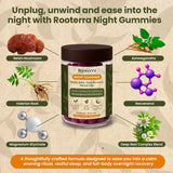 Rooterra Inner Bloom Gomitas Nocturnas, etiqueta clara para confianza del consumidor.