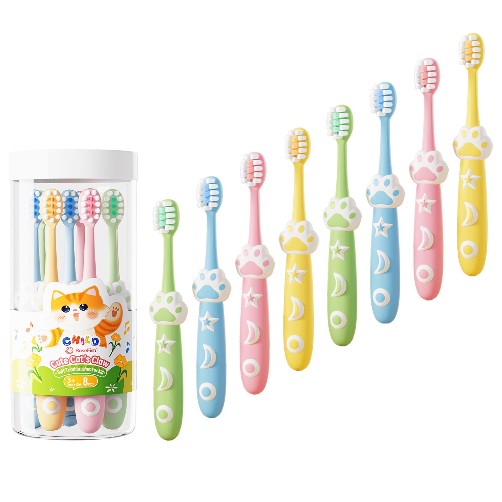 RoseFish cepillo infantil con patita de gato para cepillado divertido