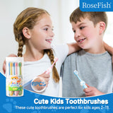 RoseFish conjunto de 8 cepillos para niños de 2 a 8 años