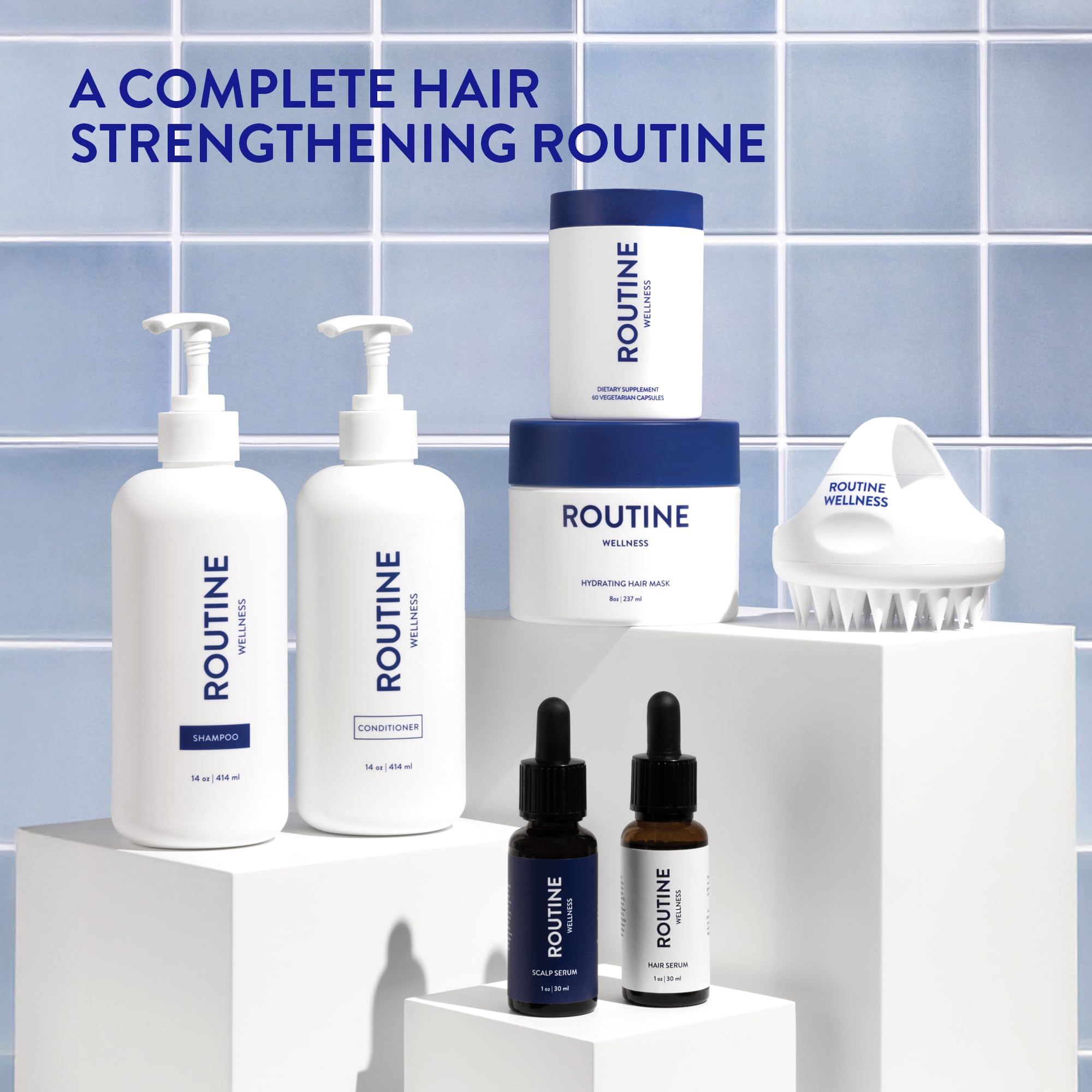 Routine Wellness Cabello: frasco con etiqueta clara y uso diario