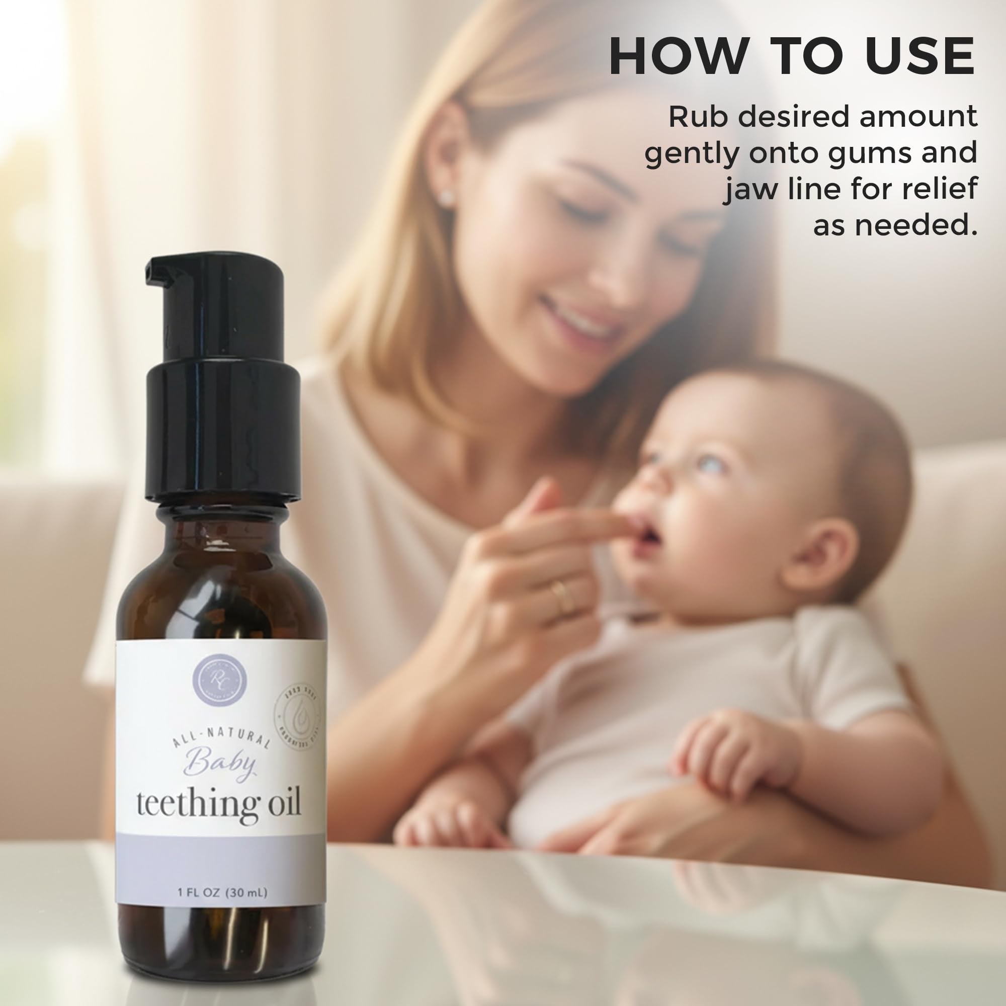 Rowe Casa Organics camomila copaiba, alivio calmante para la dentición del bebé.