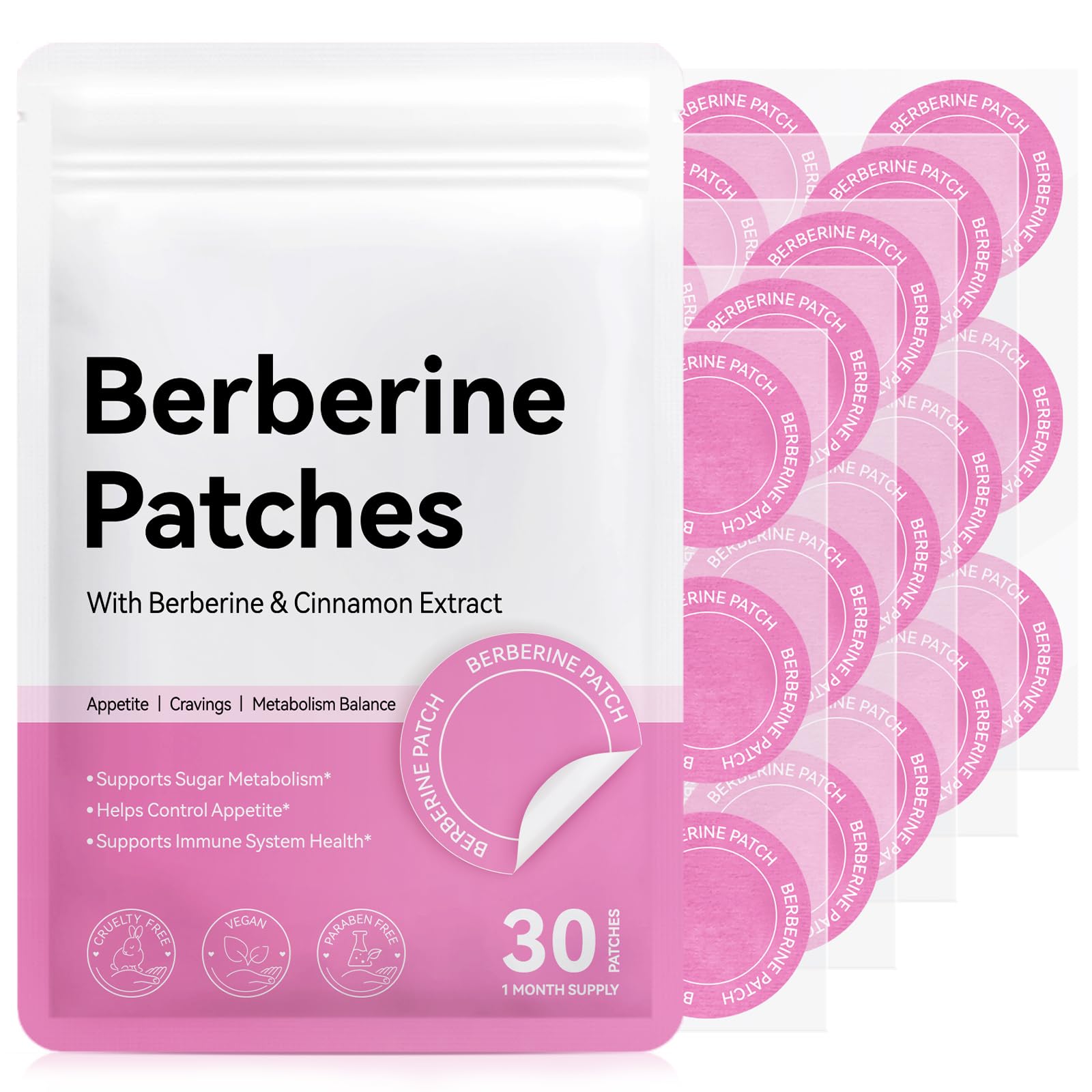 ROWKDRKB Berberine patches con canela, ideal para piel sensible y uso suave