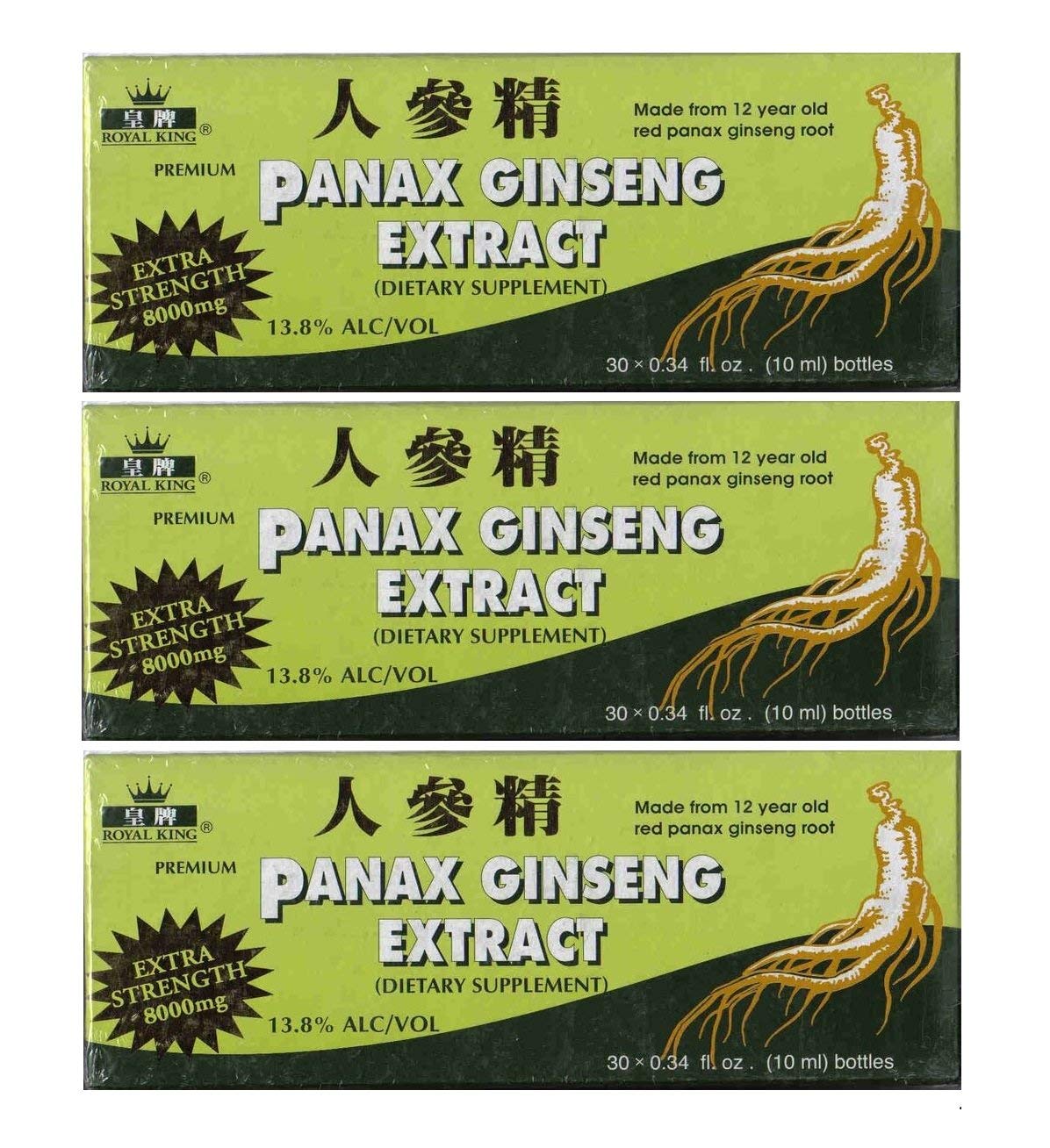Royal King Panax Ginseng Extract, 30-viales en cajas, apoyo a la energía diaria.