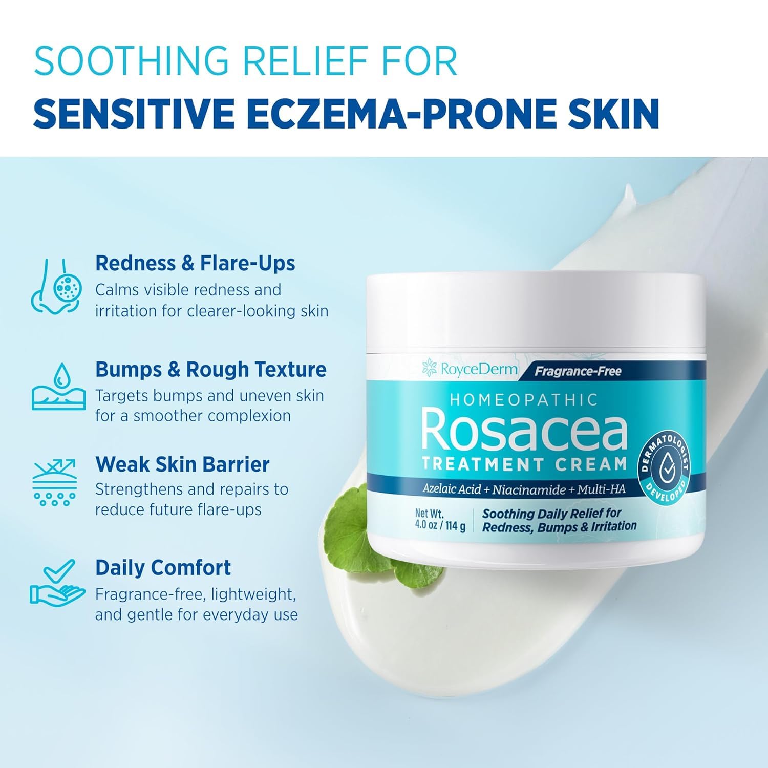Roycederm Rosacea: aplicación diaria suave para piel sensible