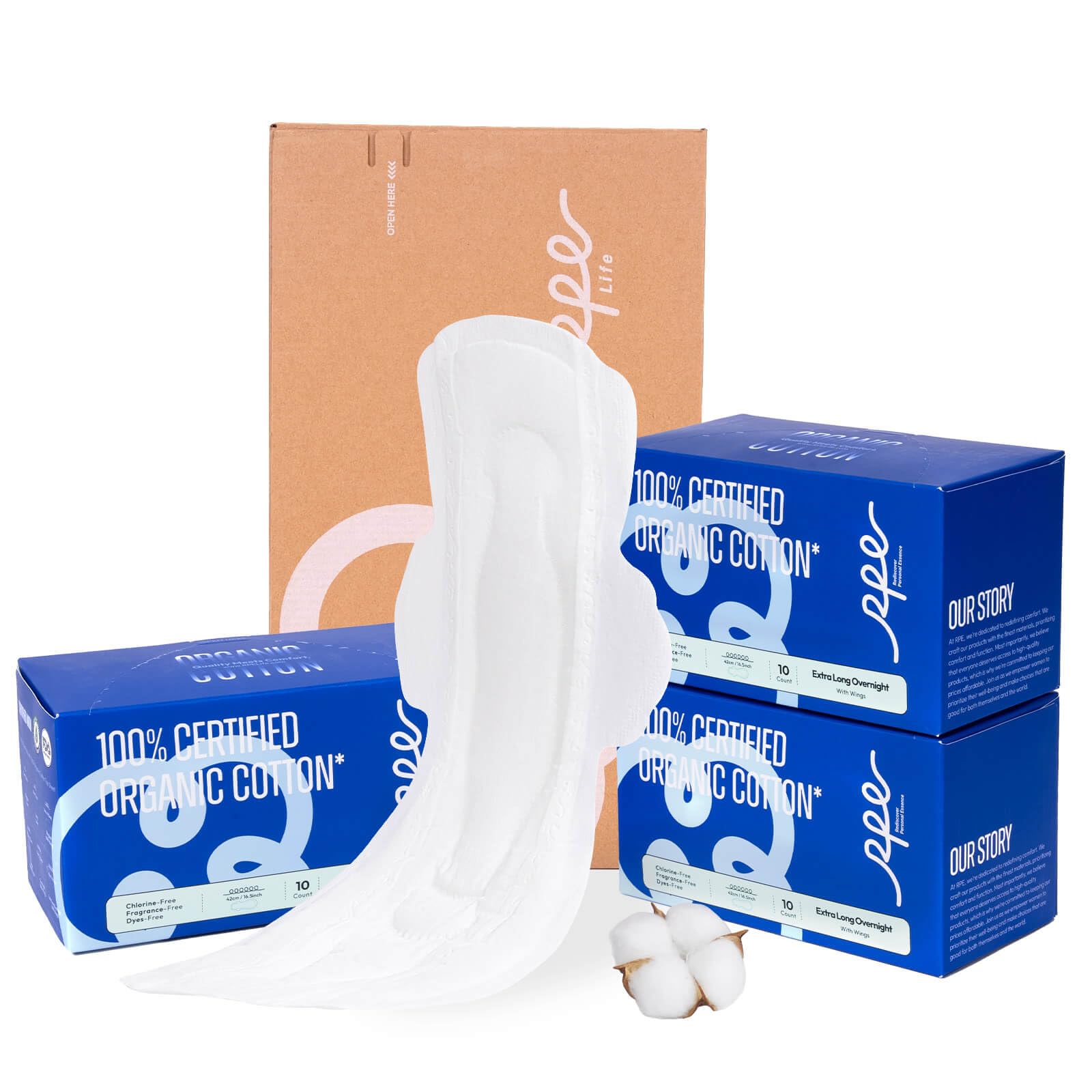 RPE Life: toallas-sanitarias-organicas-noche-alas para protección nocturna suave