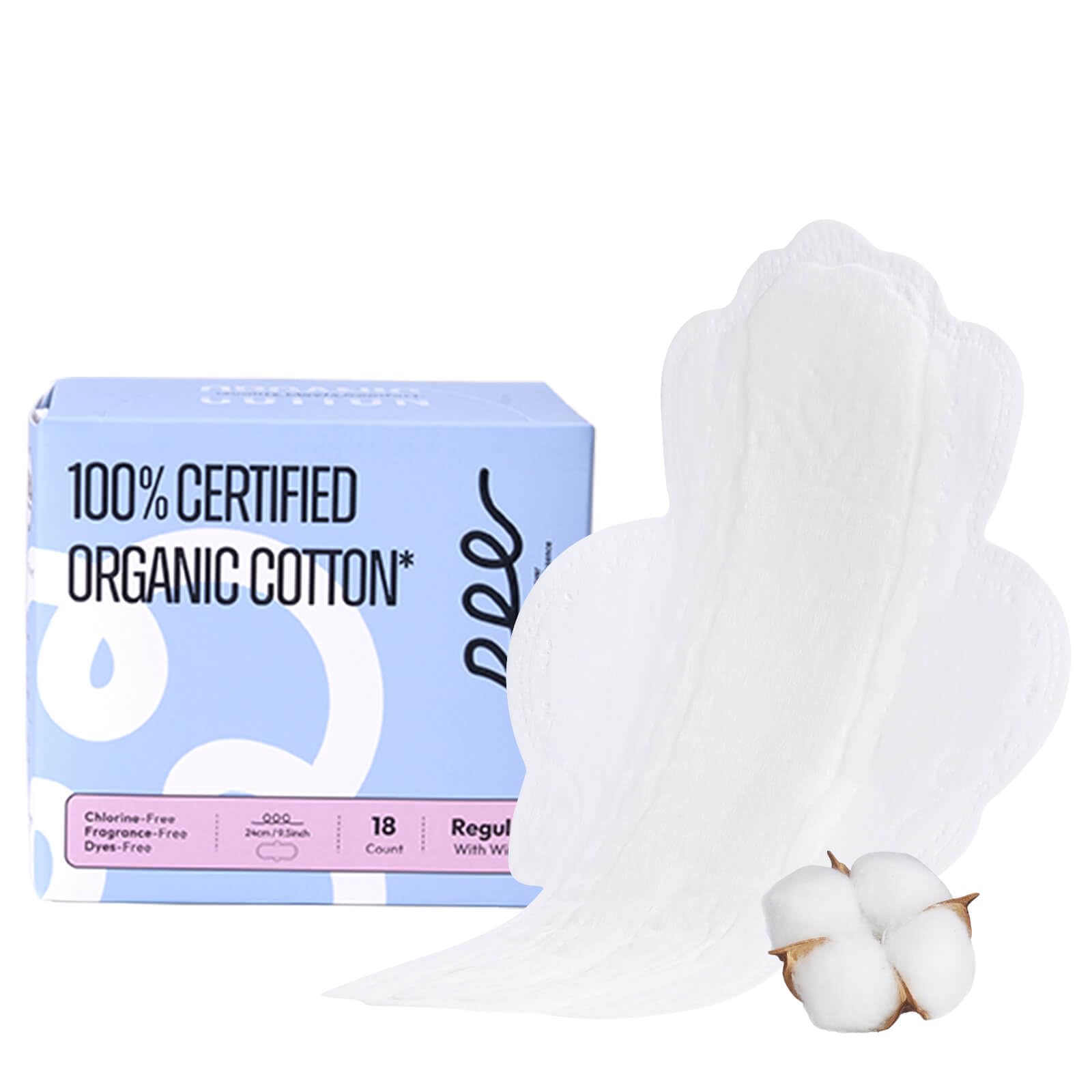 RPE Life compresa orgánica con capa de algodón, suave para piel sensible