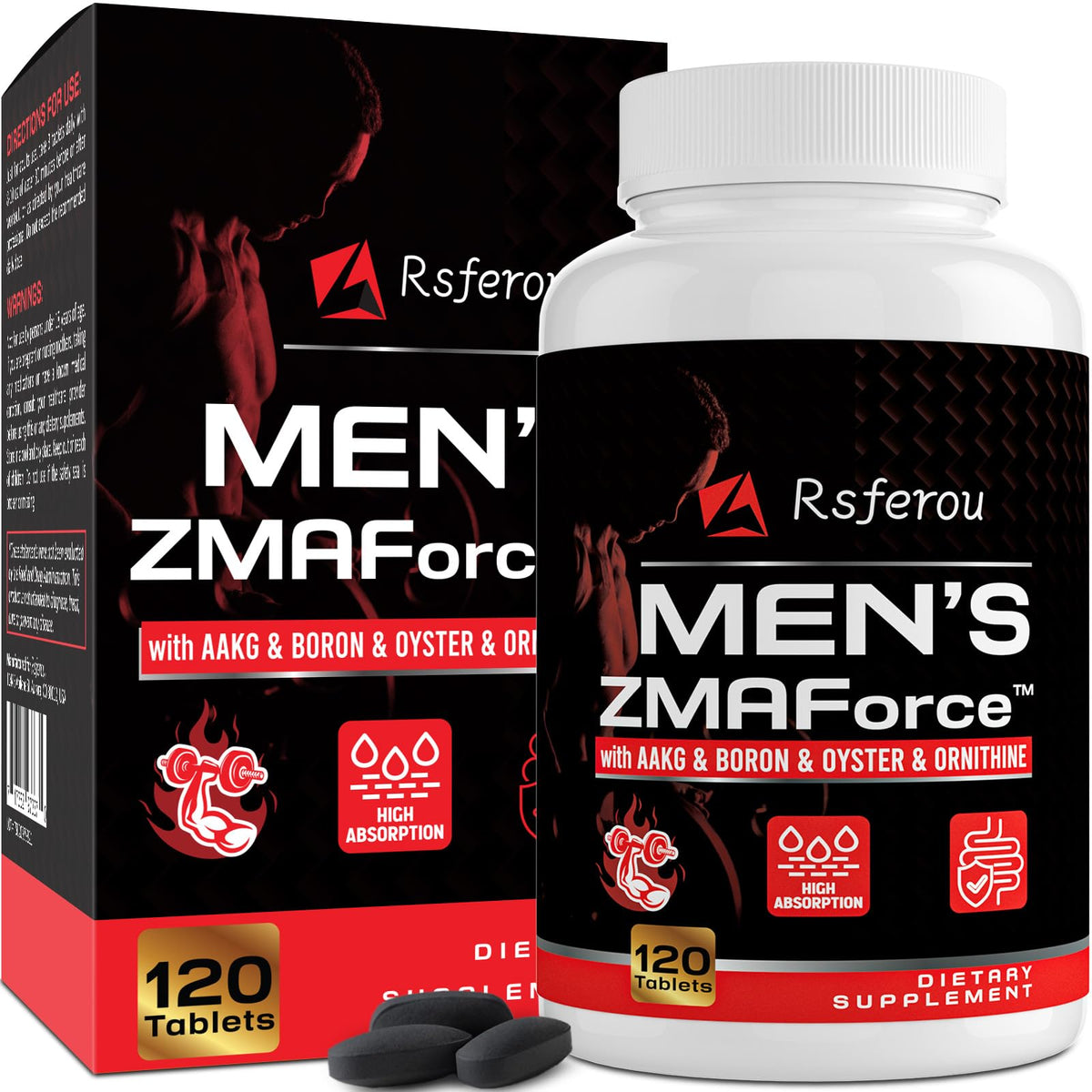 Rsferou ZMAFORCE: botella-tabletas, apoyo a la recuperacion muscular tras entrenamientos intensos.
