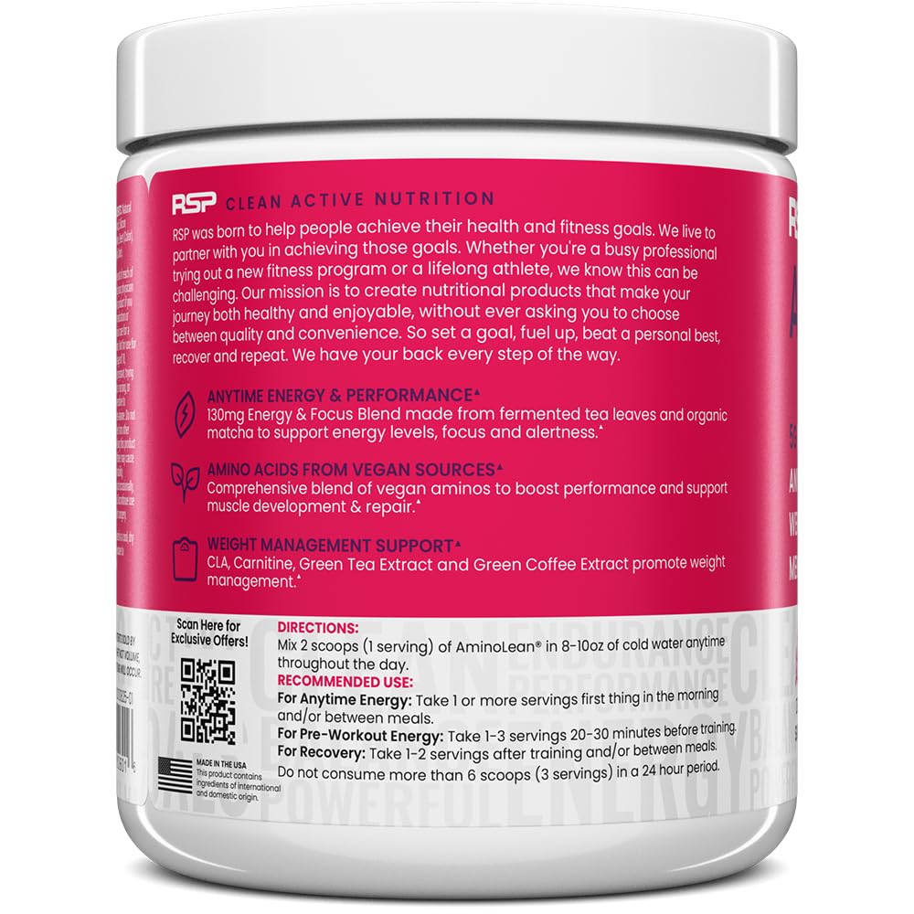 AminoLean: CLA, L-Carnitina y té verde para apoyo al peso y la energía.