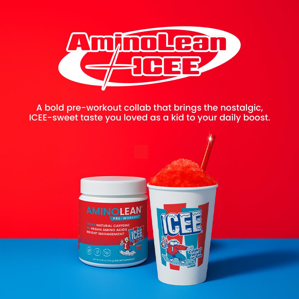 RSP NUTRITION AminoLean ICEE etiqueta destacando ingredientes vegan y cero azúcares