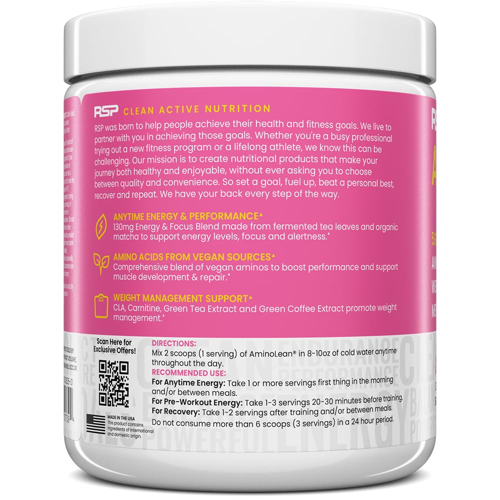 Mezcla de AminoLean en vaso, sabor limón rosado para energía diaria
