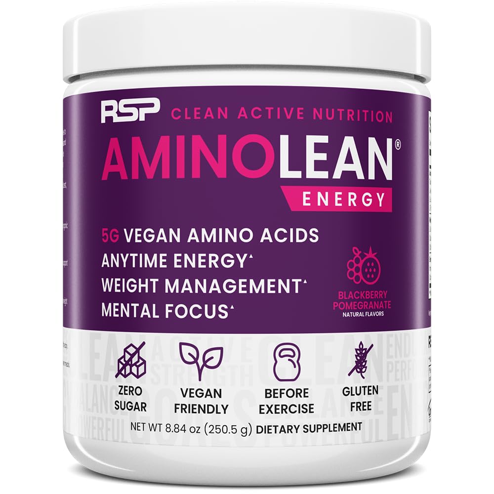 AminoLean de RSP NUTRITION, polvo pre-entrenamiento para energía sostenida.