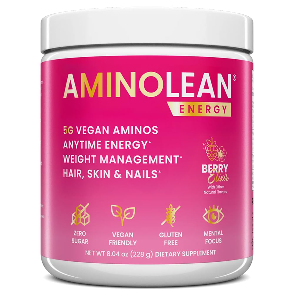 Envase de AminoLean Berry Elixir de RSP NUTRITION listo para entrenar.