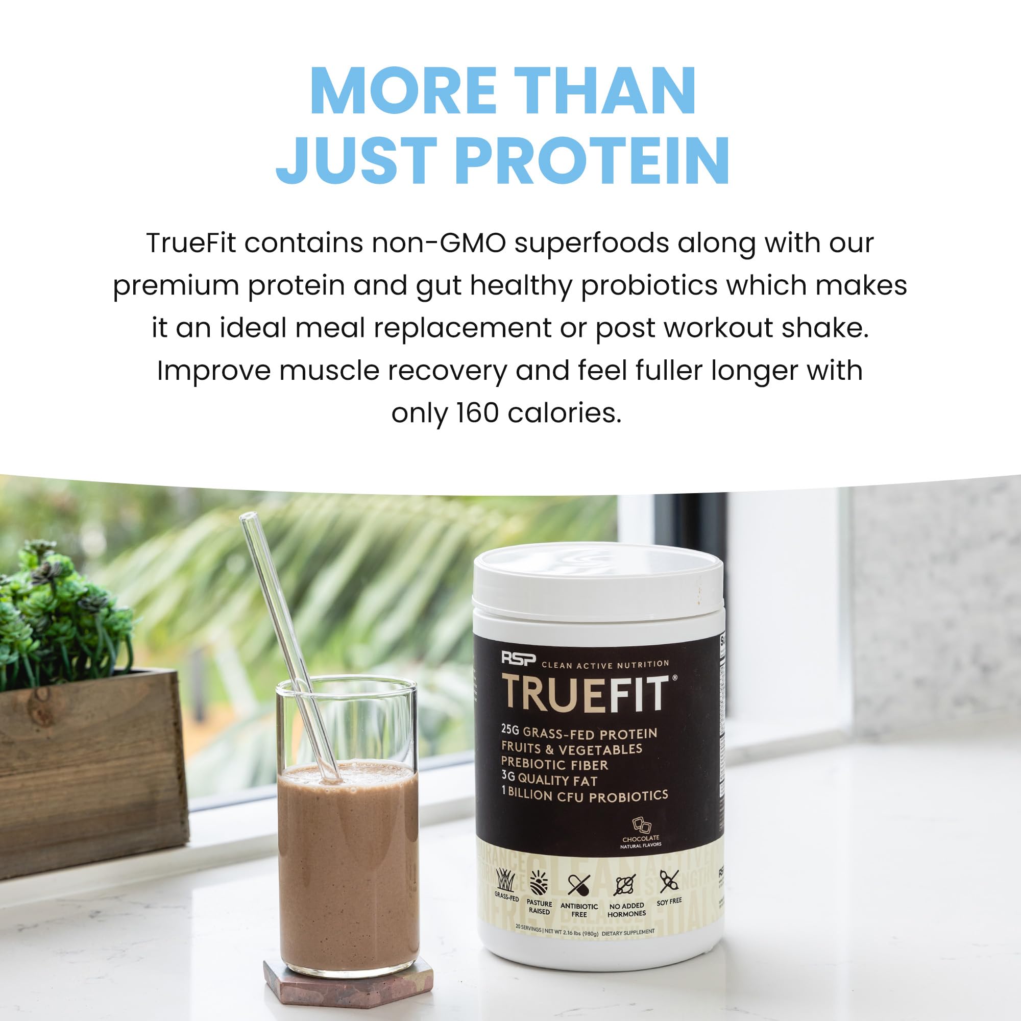 TrueFit contiene prebióticos y probióticos para apoyar la salud intestinal.
