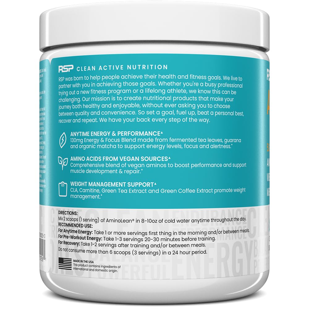 Detalle de RSP Vegan AminoLean piña coco, experiencia sensorial para uso diario.