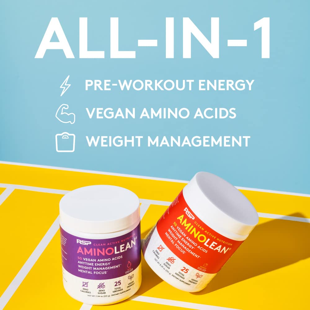 Shaker con RSP Vegan AminoLean, preparación rápida para entrenamiento.