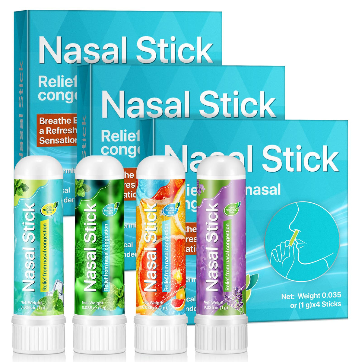 Ruduwu inhalador nasal 12-pack para alivio rápido de congestión.