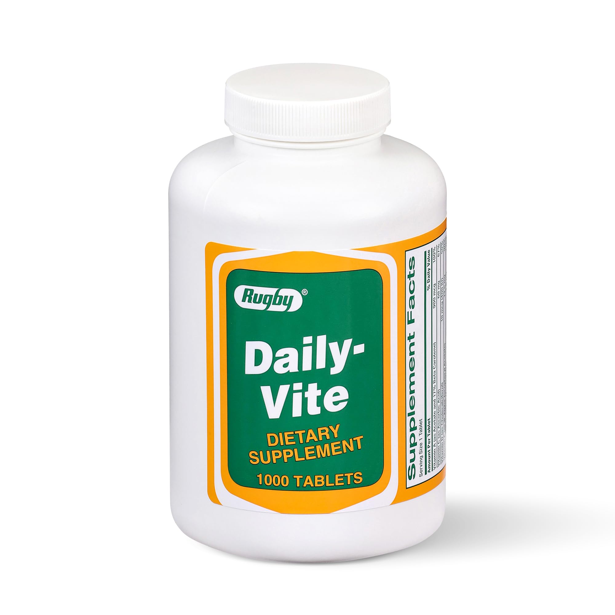Rugby Daily-Vite frasco con etiqueta clara para nutrición diaria.