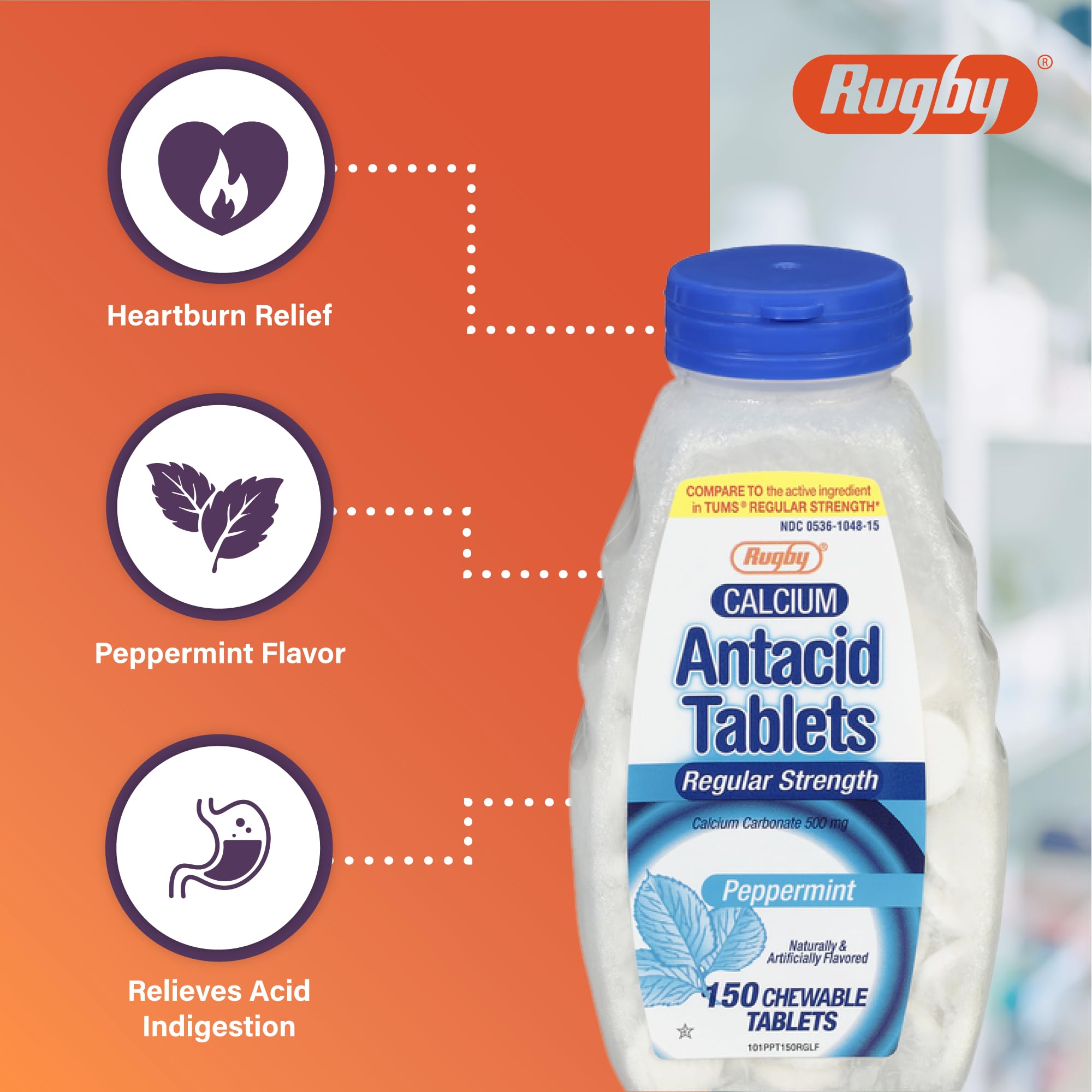 Rugby envase de dos paquetes con antiácido y calcio, ideal para casa