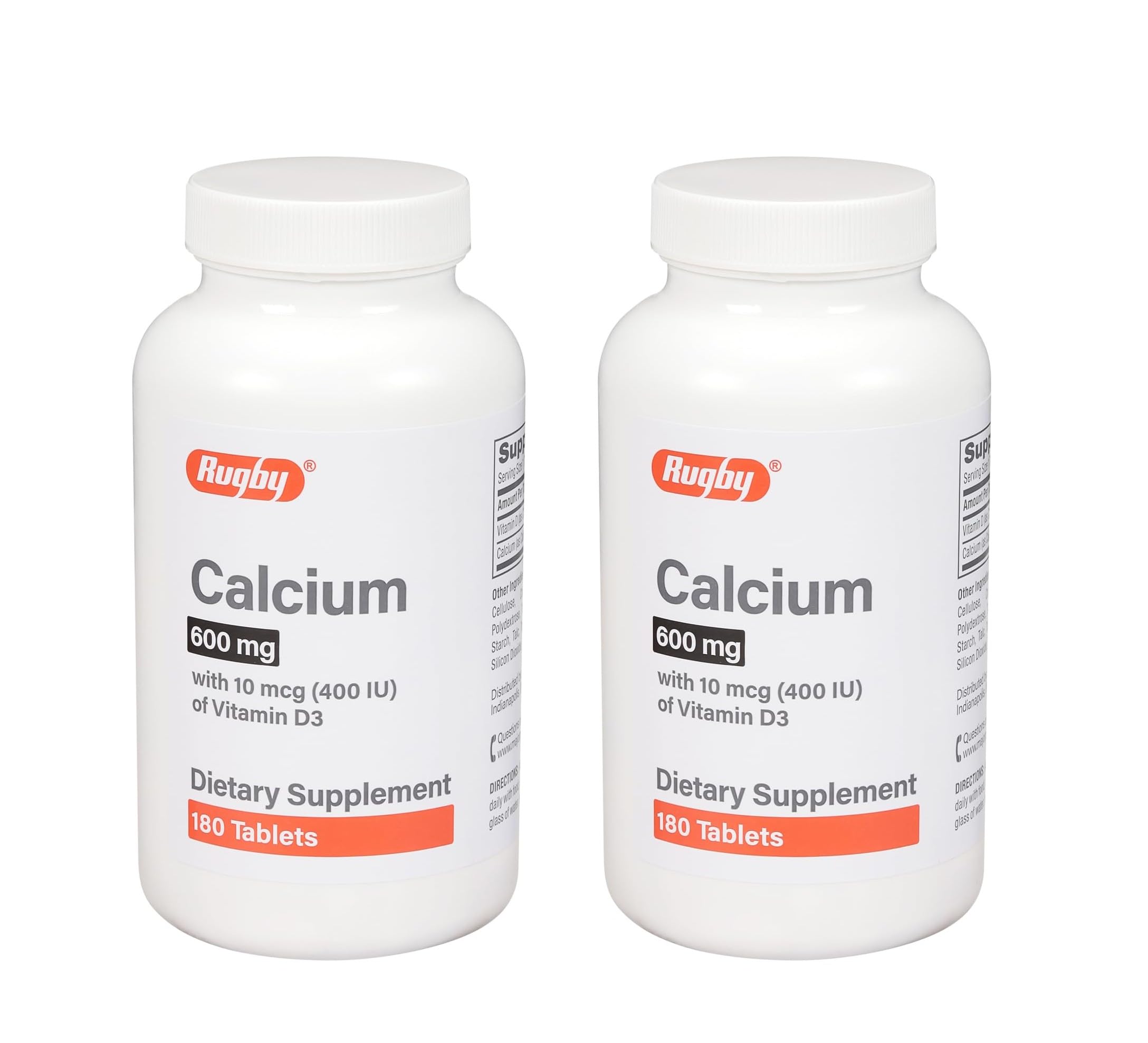 Rugby Calcio 600 mg con D3, frente de la caja para una dosis diaria clara.