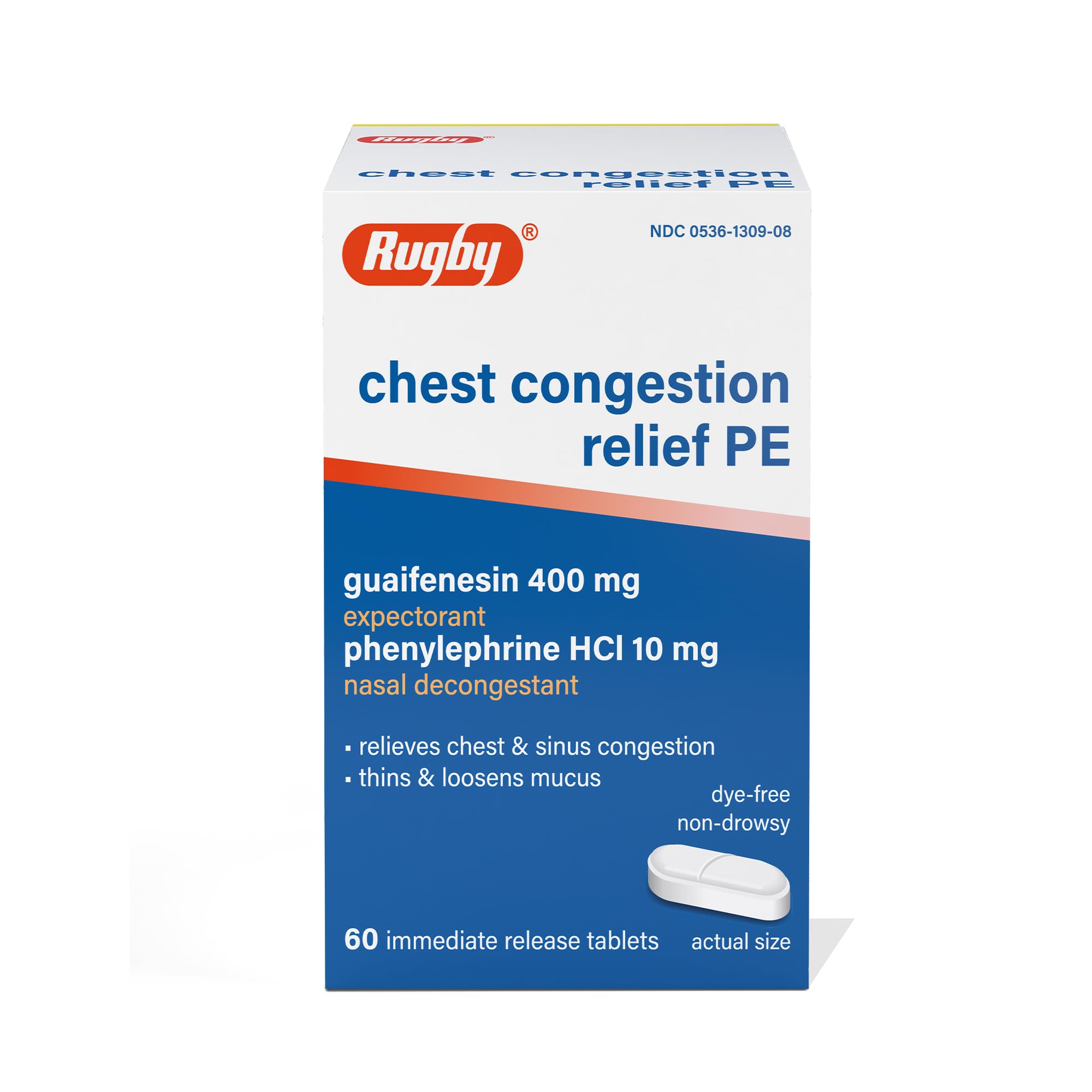 Rugby Laboratories tabletas para alivio de congestión torácica durante resfriado