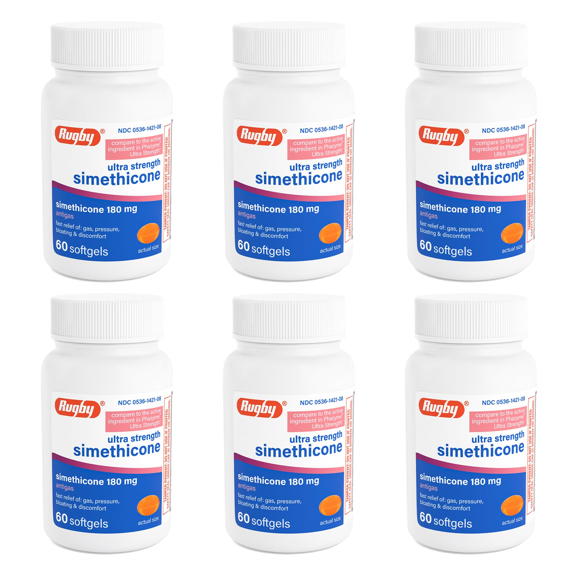 RUGBY LABORATORIES ofrece alivio de gas con cápsulas blandas de 180 mg.