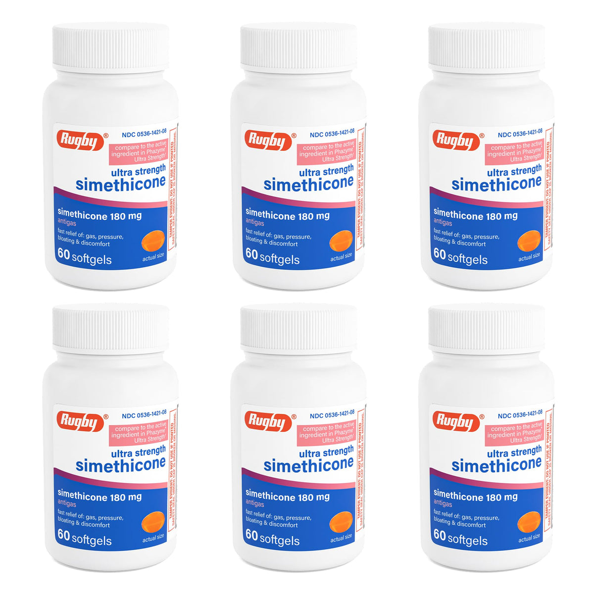 RUGBY LABORATORIES ofrece alivio de gas con cápsulas blandas de 180 mg.