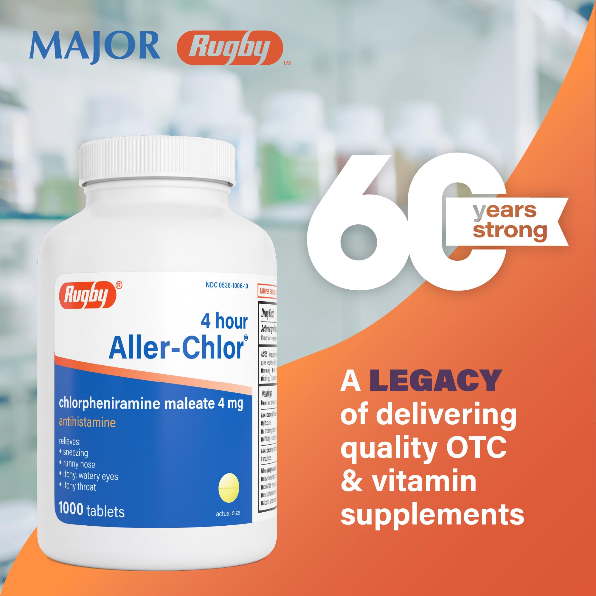 Rugby Aller-chlor tabletas: caja visible con dosis de 4 mg por comprimido.