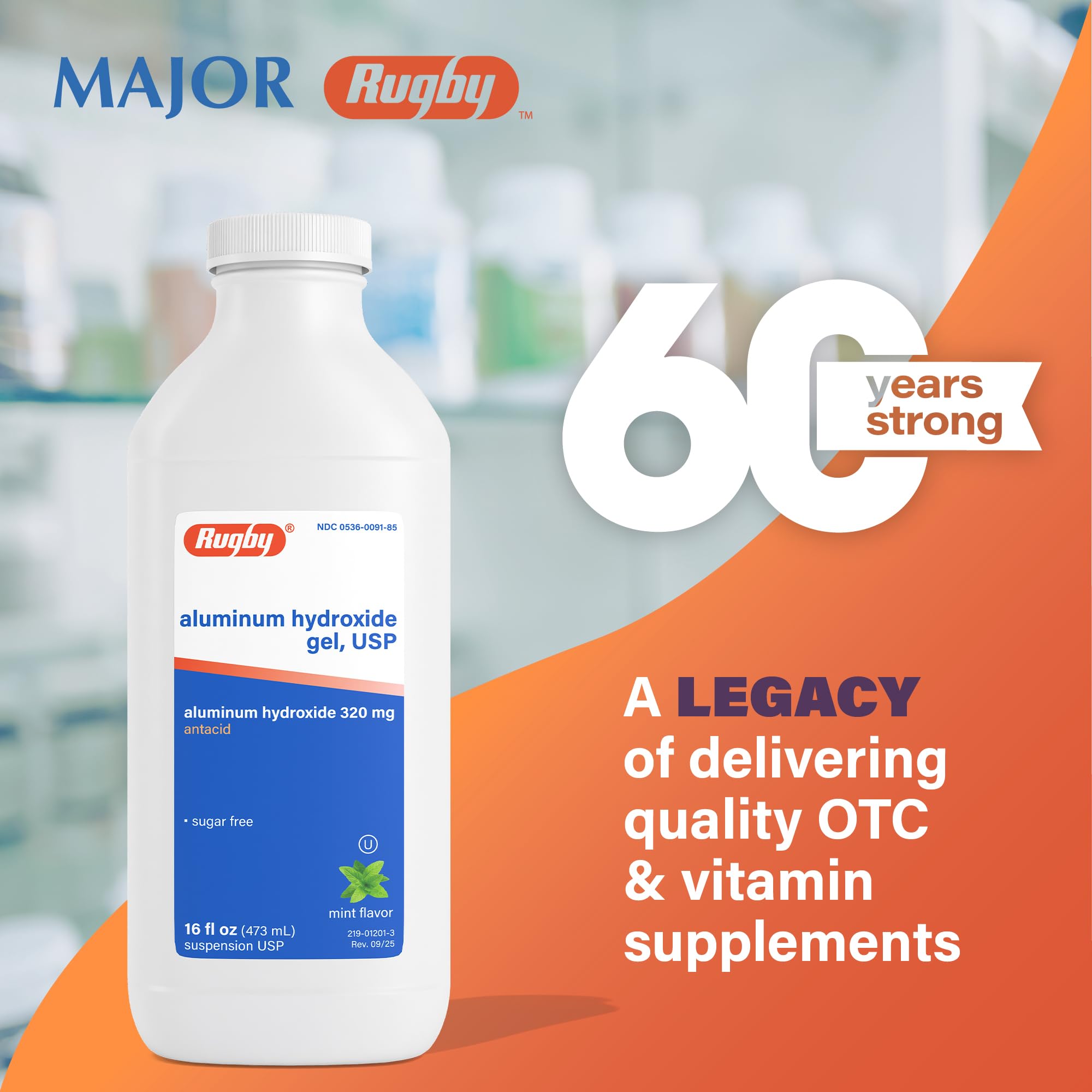 Rugby Laboratories antacido liquido sabor menta, ofrece refresco suave al digerir