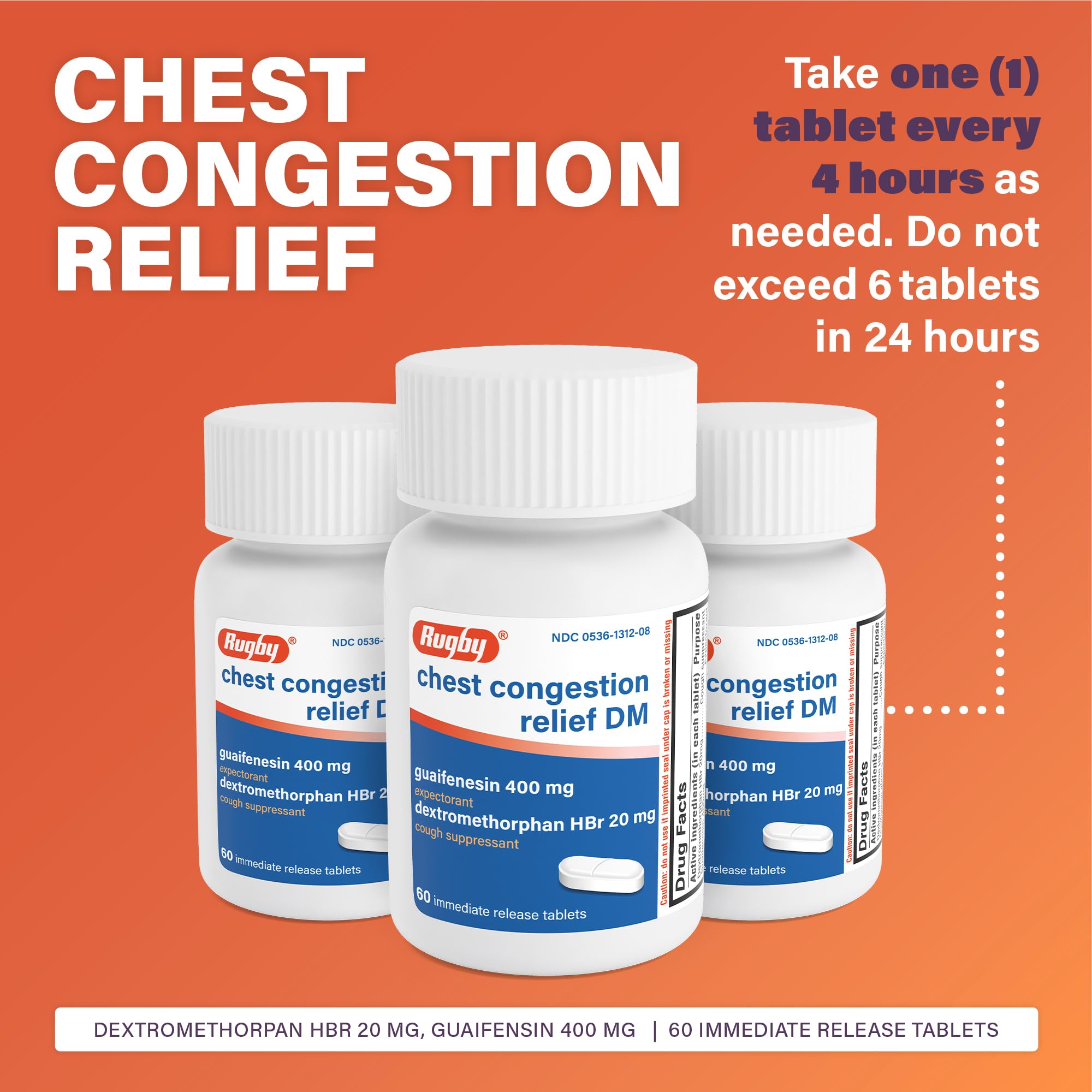 Rugby Laboratories: dextrometorfano 20 mg para controlar la tos.