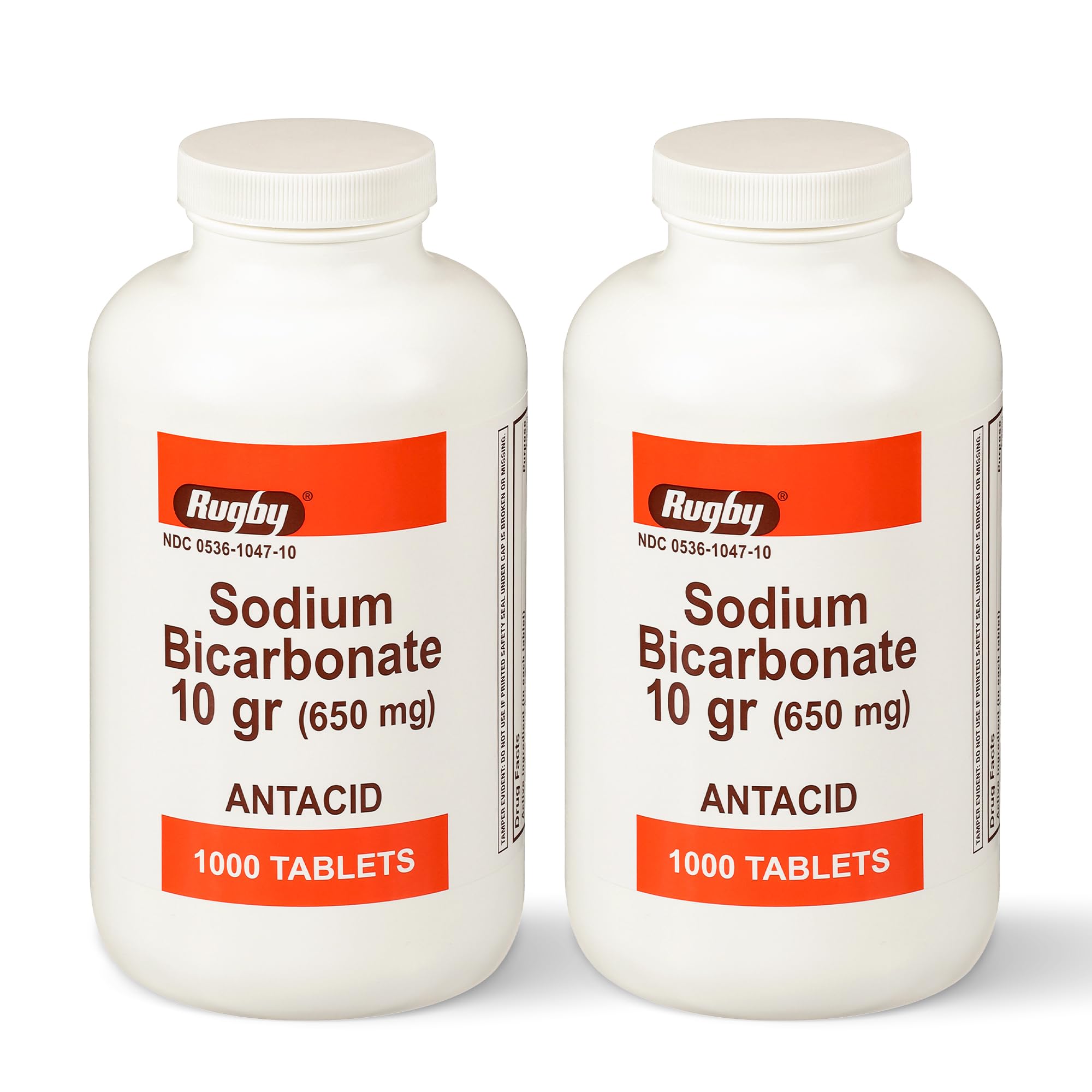 Rugby Laboratories: caja de tabletas bicarbonato 650 mg para neutralizar el ácido estomacal