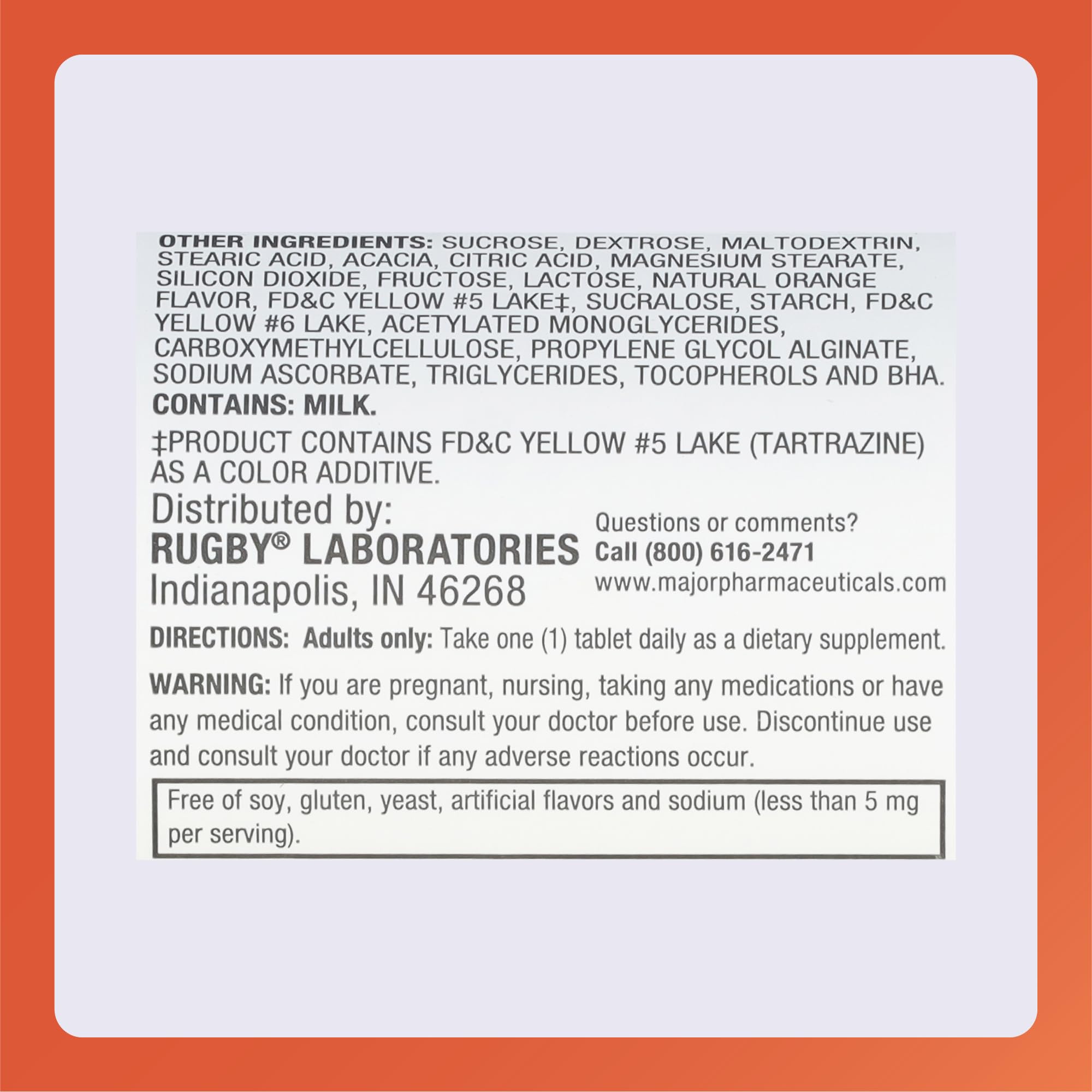 Rugby Laboratories calcio naranja, aroma agradable y textura suave para masticar.