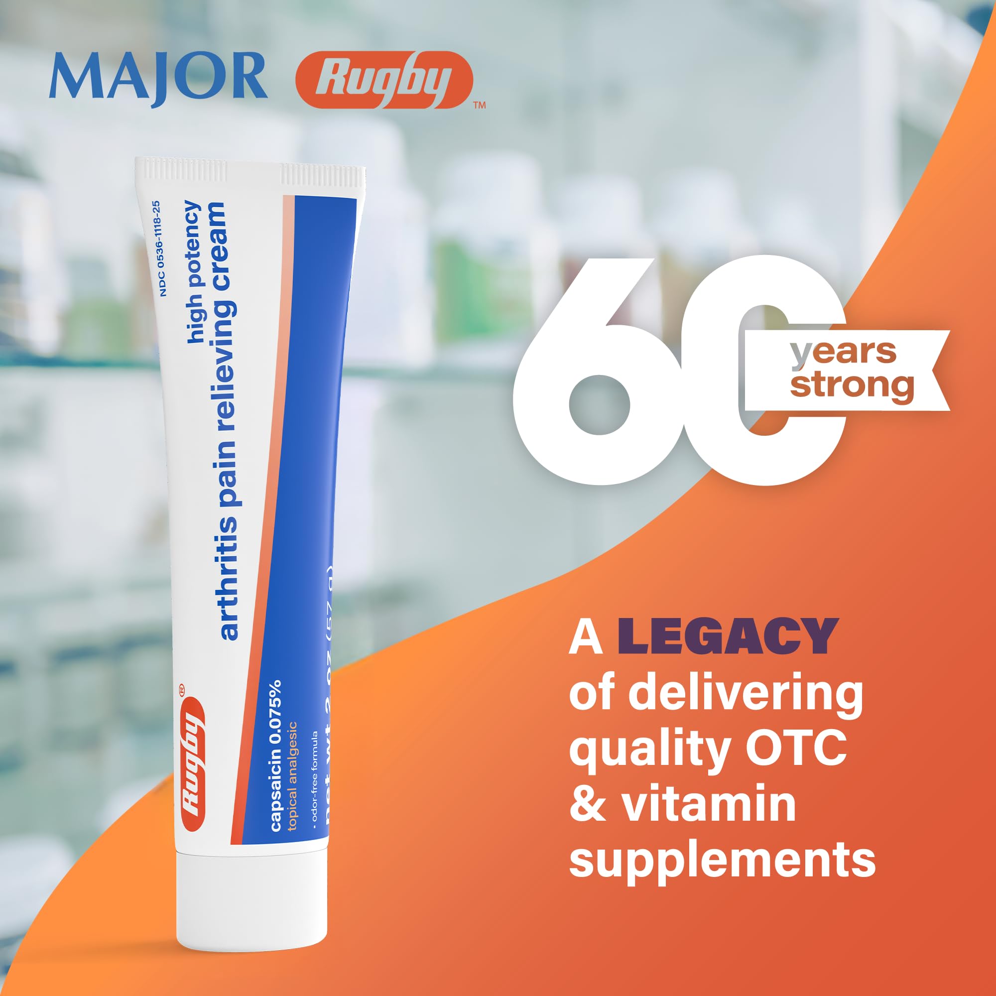 Rugby Laboratories crema capsaicina 0.075% – aplicación en mano para absorción rápida.
