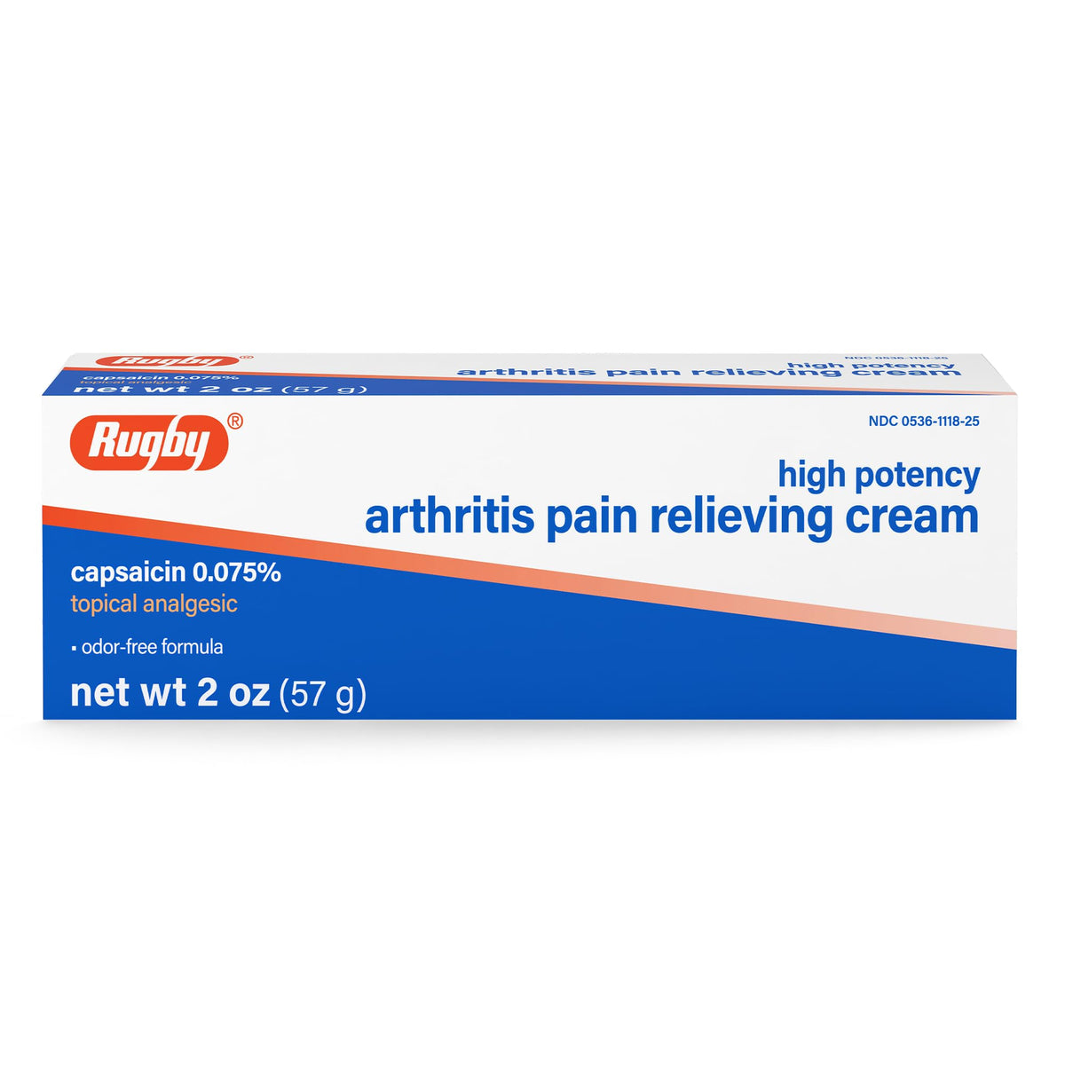 Rugby Laboratories crema capsaicina 0.075% en envase; alivio puntual para articulaciones.